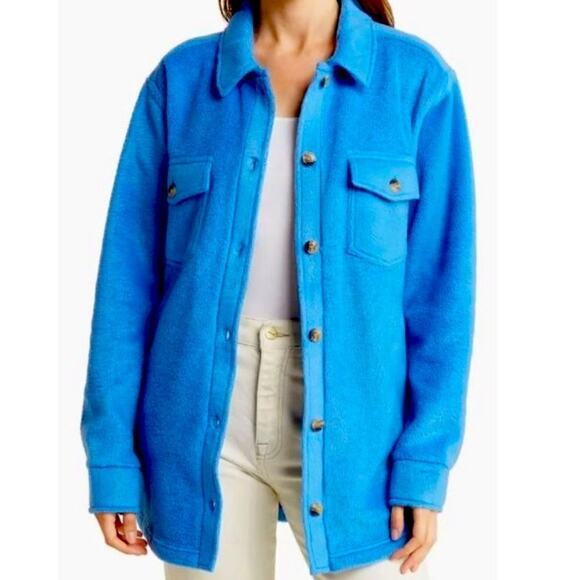 Thread & Supply Sapphire Blue Polar Fleece Shacket, New with Tag - Picture 1 of 8